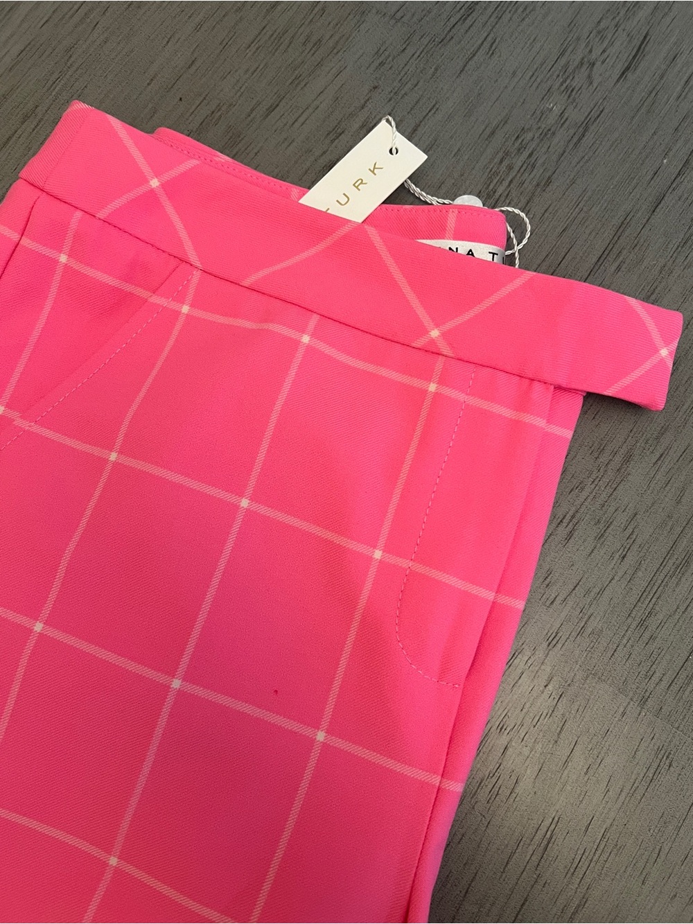Trina Turk Pink Windowpane Boot-Cut Pants - Picture 7 of 7